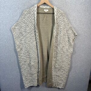 World Market Gray Marled Knit Open Front Cardigan Vest Oversized One Size Pocket